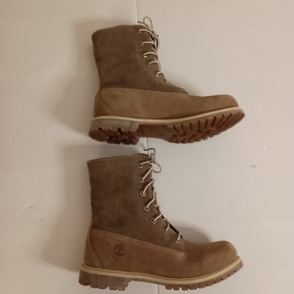 Timberland 2 Tone Tan Suede Sherpa Lined Boots Waterproof Women’s Size 8 - Picture 5 of 16